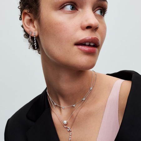 Collier femme pandora timeless chaîne station cœur triple pierre 393160c01 – colliers femme