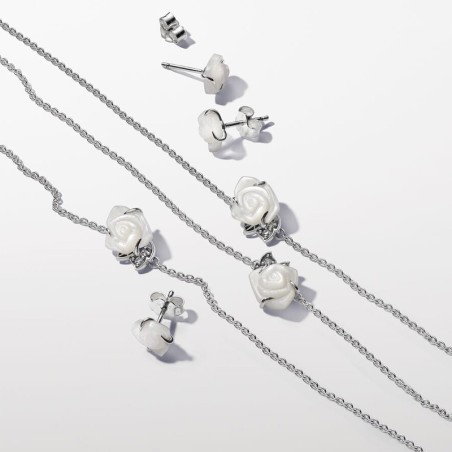 Collier femme pandora moments rose blanche en fleur 393206c01 – colliers femme