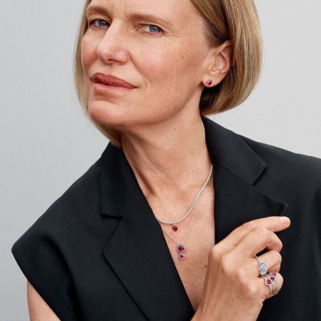 Collier femme pandora timeless à pendentif cœurs halo rouge 393658c01 – colliers femme