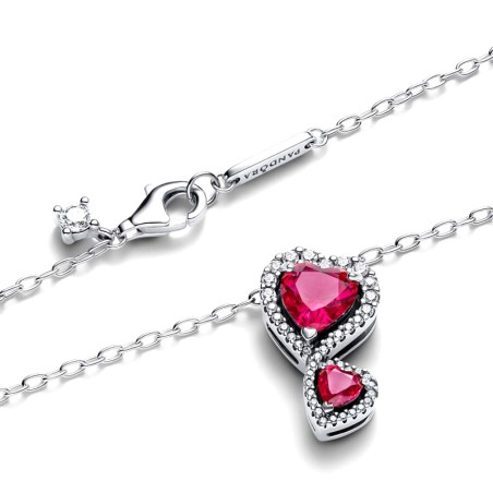 Collier femme pandora timeless à pendentif cœurs halo rouge 393658c01 – colliers femme