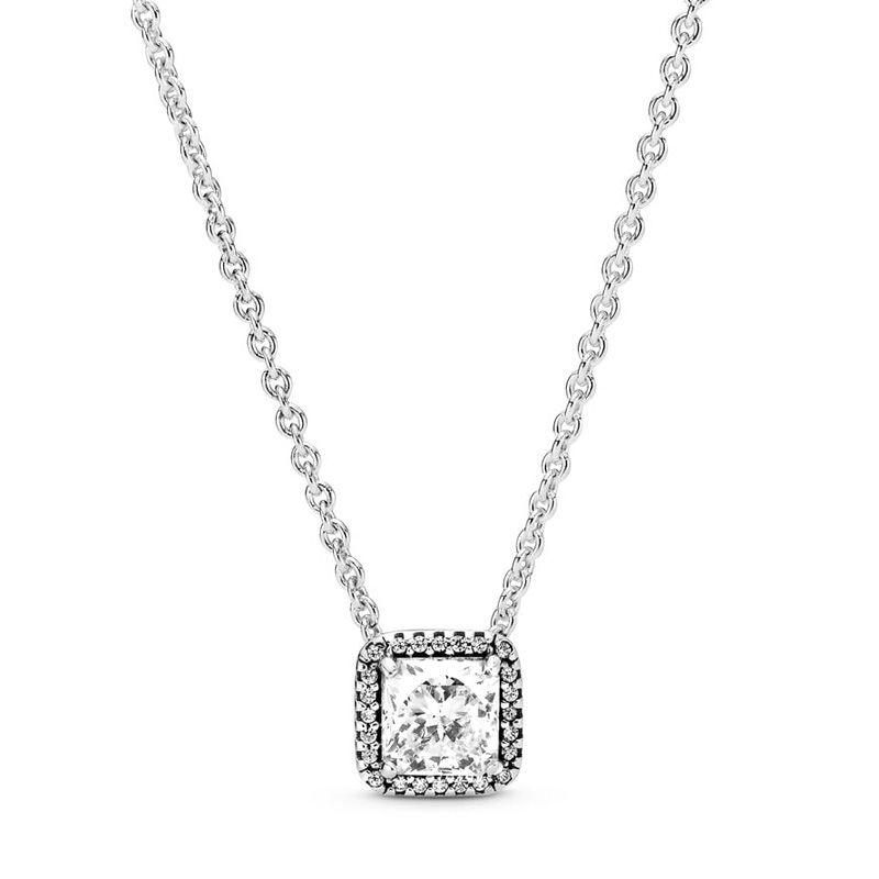 Collier femme pandora timeless halo scintillant carré 396241cz - colliers-femme - edora