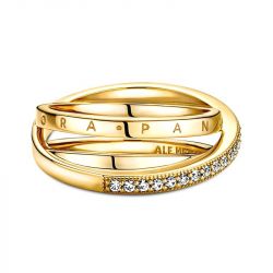 Bague femme pandora signature anneau triple pavé croisé 169057c01 - bagues-femmes - edora - 0