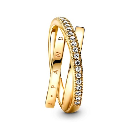 Bague femme pandora signature anneau triple pavé croisé 169057c01 – bagues femme