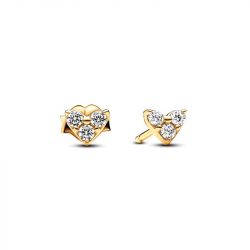 Boucles d’oreilles femme pandora timeless cœur trois pierres 263003c01 - boucles-d-oreilles-femme - edora - 0