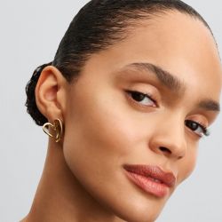 Boucles d'oreilles femme créoles pandora essence cœur organique 263807c00 - boucles-d-oreilles-femme - edora - 3