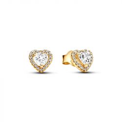 Boucles d'oreilles femme pandora puces timeless cœurs scintillants en relief 268427c01 - boucles-d-oreilles-femme - edora - 0