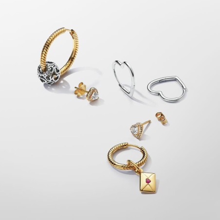Boucles d'oreilles femme pandora puces timeless cœurs scintillants en relief 268427c01 – boucles d'oreilles femme