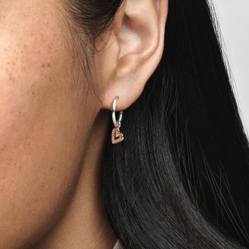 Boucles d'Oreilles Créoles Femme Pandora Moments Pendantes Esquisse de Cœur Scintillantes 280090C01