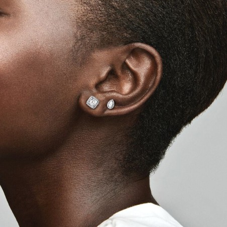 Boucles d'oreilles femme puces pandora timeless halo scintillant carrés 290591cz – boucles d'oreilles femme