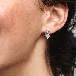 Boucles d'oreilles femme pendantes pandora timeless scintillants cœur double 291199c01 - boucles-d-oreilles-femme - edora - 1