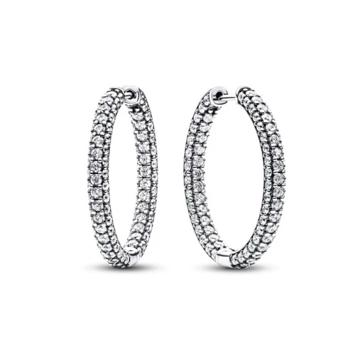 Boucles d'Oreilles Créoles Femme Pandora Timeless Simple Rang Pavées 293016C01