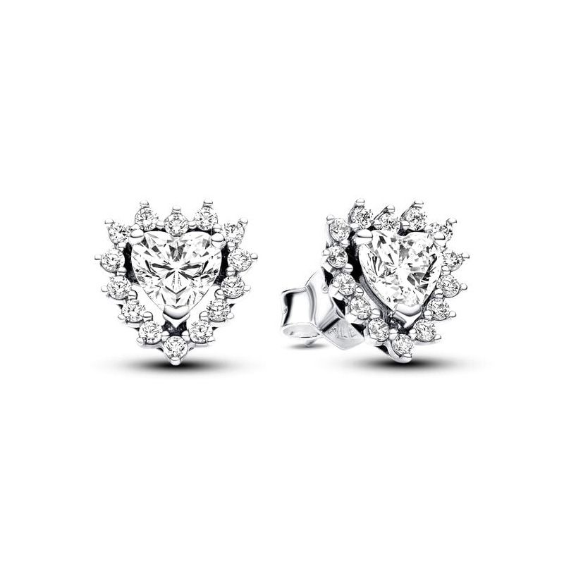 Boucles d'oreilles femme puces  pandora timeless cœur halo scintillant 293097c01 - boucles-d-oreilles-femme - edora