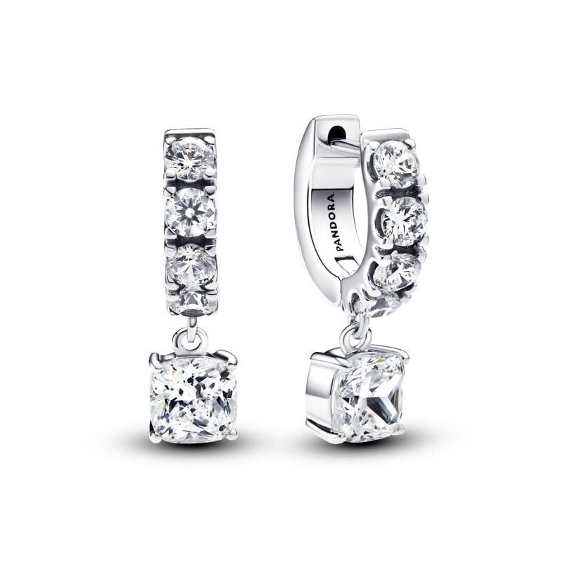Boucles d'oreilles femme créoles pandora timeless pendantes pavées 293547c01 - boucles-d-oreilles-femme - edora