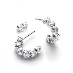 Boucles d'oreilles femme créoles pandora timeless ouvertes cœurs scintillantes 293657c01 - boucles-d-oreilles-femme - edora - 2