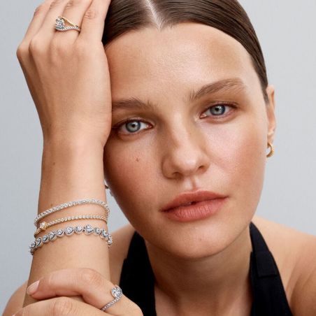 Bracelet or & argent, bracelet plaqué or, bracelet cuir & tissu - bracelets-fantaisie - edora - 2