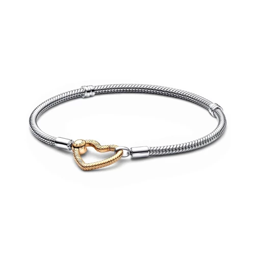 Bracelet Femme Pandora Moments Maille Serpent Fermoir Cœur 569539C00