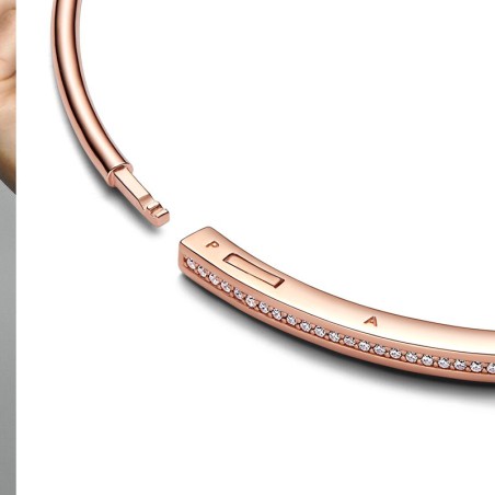 Bracelet femme pandora signature jonc pavé i-d 582313c01 – bracelet argent femme