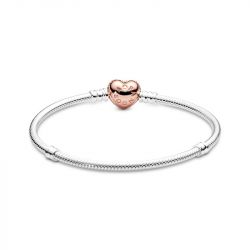 Bracelet femme pandora moments maille serpent fermoir cœur pavé 586292cz - bracelet-argent-femme - edora - 1