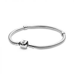 Bracelet femme pandora moments maille serpent fermoir barillet 590702hv - bracelet-argent-femme - edora - 0