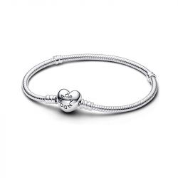 Bracelet femme pandora moments cœur & maille serpent 590719 - imports - edora - 0