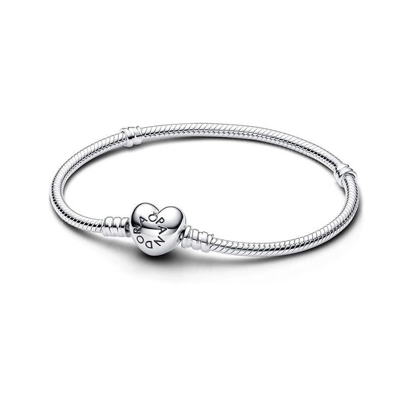 Bracelet femme pandora moments cœur & maille serpent 590719 - imports - edora