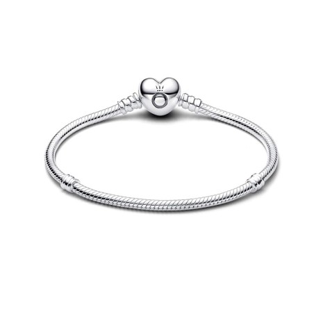 Bracelet femme pandora moments cœur &amp; maille serpent 590719 – bracelet argent femme