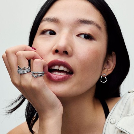 Bracelet femme pandora moments cœur &amp; maille serpent 590719 – bracelet argent femme