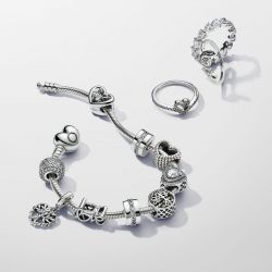 Bracelet femme pandora moments cœur & maille serpent 590719 - imports - edora - 4