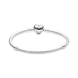 Bracelet femme pandora moments maille serpent & cœur scintillant 590727cz - imports - edora - 2
