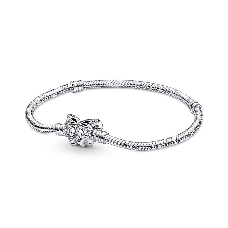 Bracelet femme pandora moments maille serpent fermoir papillon 590782c01 - bracelet-argent-femme - edora