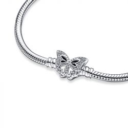 Bracelet femme pandora moments maille serpent fermoir papillon 590782c01 - bracelet-argent-femme - edora - 5