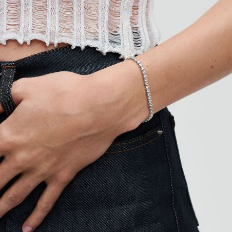 Bracelet or & argent, bracelet plaqué or, bracelet cuir & tissu (3) - bracelet-argent-femme - edora - 2