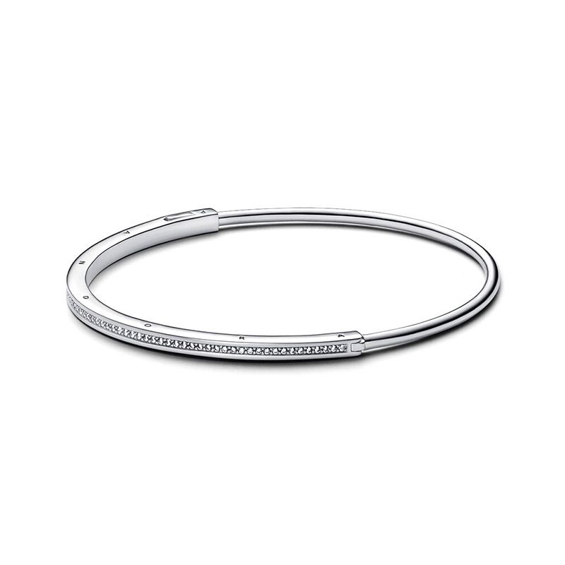 Bracelet femme pandora signature jonc pavé i-d 592313c01 - bracelet-argent-femme - edora