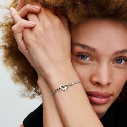 Bracelet femme pandora moments maille cloutée 592453c00 - bracelet-argent-femme - edora - 1