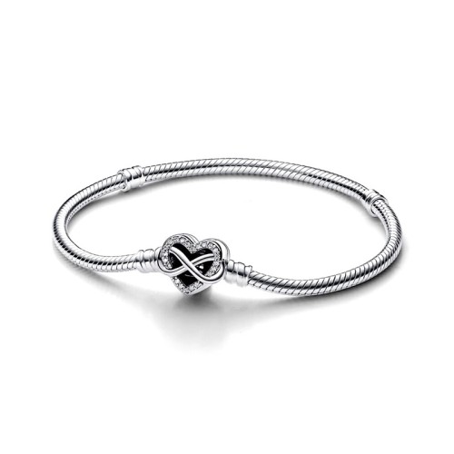 Bracelet Femme Pandora Moments Maille Serpent Fermoir Cœur Infini Scintillant 592645C01