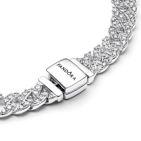 Bracelet femme pandora maille cubaine pavé 593008c01 – bracelet argent femme