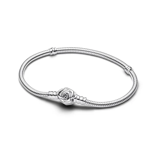 Bracelet Femme Pandora MomentsMaille Serpent Fermoir Rose en Fleur 593211C00