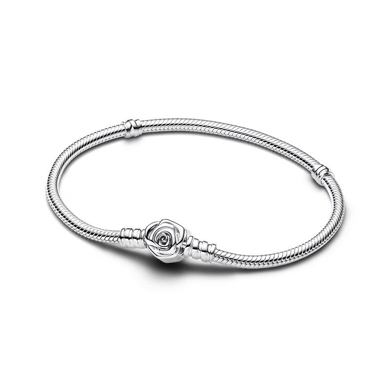 Bracelet femme pandora moments maille serpent fermoir rose en fleur 593211c00 - bracelet-argent-femme - edora