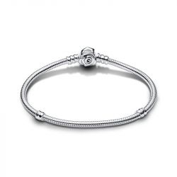 Bracelet femme pandora moments maille serpent fermoir rose en fleur 593211c00 - bracelet-argent-femme - edora - 2