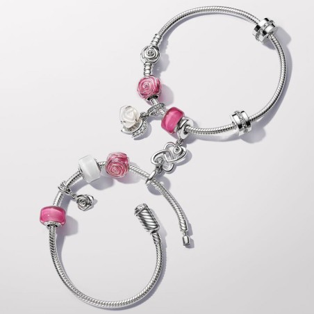 Bracelet femme pandora moments maille serpent fermoir rose en fleur 593211c00 – bracelet argent femme