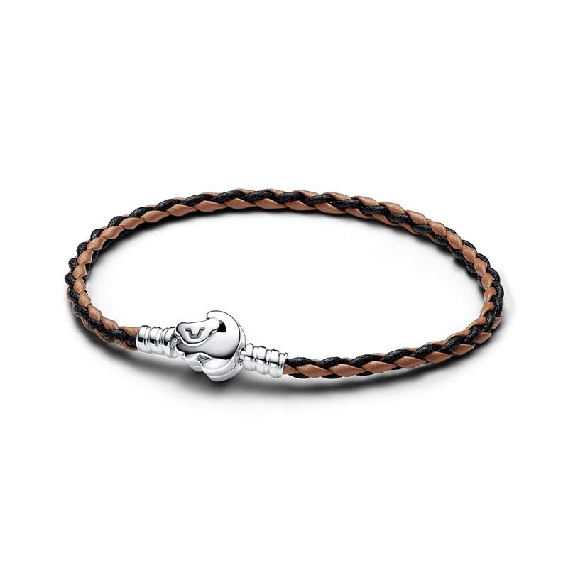 Bracelet femme pandora moments en cuir tressé disney le roi lion 593361c01 - bracelet-cuir-femme - edora