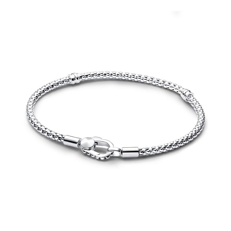 Bracelet femme pandora moments fermoir clouté & chaîne 593681c00 - bracelet-argent-femme - edora