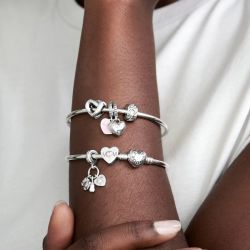 Bracelet femme pandora moments jonc fermoir cœur 596268 - bracelet-argent-femme - edora - 5