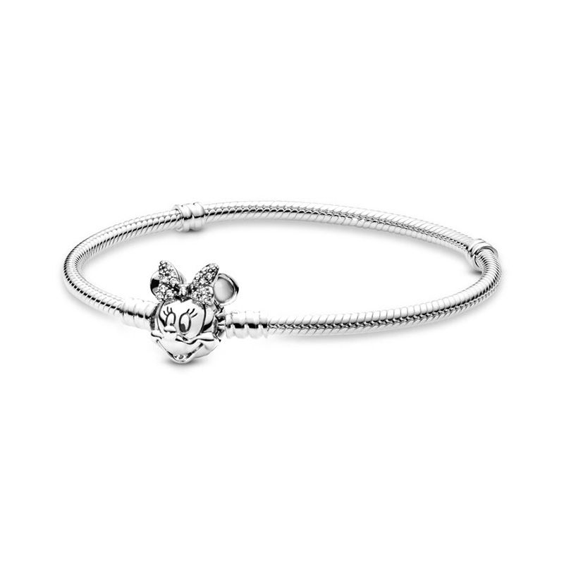 Bracelet femme pandora moments maille serpent fermoir disney pandora moments pavé minnie 597770cz - bracelet-argent-femme - edora