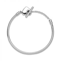 Bracelet femme pandora moments maille serpent barre en t cœur 599285c00 - bracelet-argent-femme - edora - 3