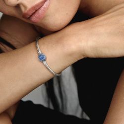 Bracelet femme pandora moments maille serpent fermoir disque bleu scintillant 599288c01 - bracelet-argent-femme - edora - 1