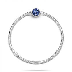 Bracelet femme pandora moments maille serpent fermoir disque bleu scintillant 599288c01 - bracelet-argent-femme - edora - 3