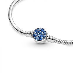 Bracelet femme pandora moments maille serpent fermoir disque bleu scintillant 599288c01 - bracelet-argent-femme - edora - 5