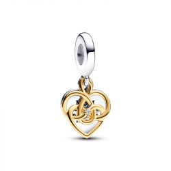 Charm femme pandora pendant moments double mum (maman) gravable diamant de synthèse 763237c01 - charms - edora - 0