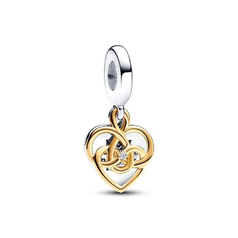 Charm femme pandora pendant moments double mum (maman) gravable diamant de synthèse 763237c01 - charms - edora